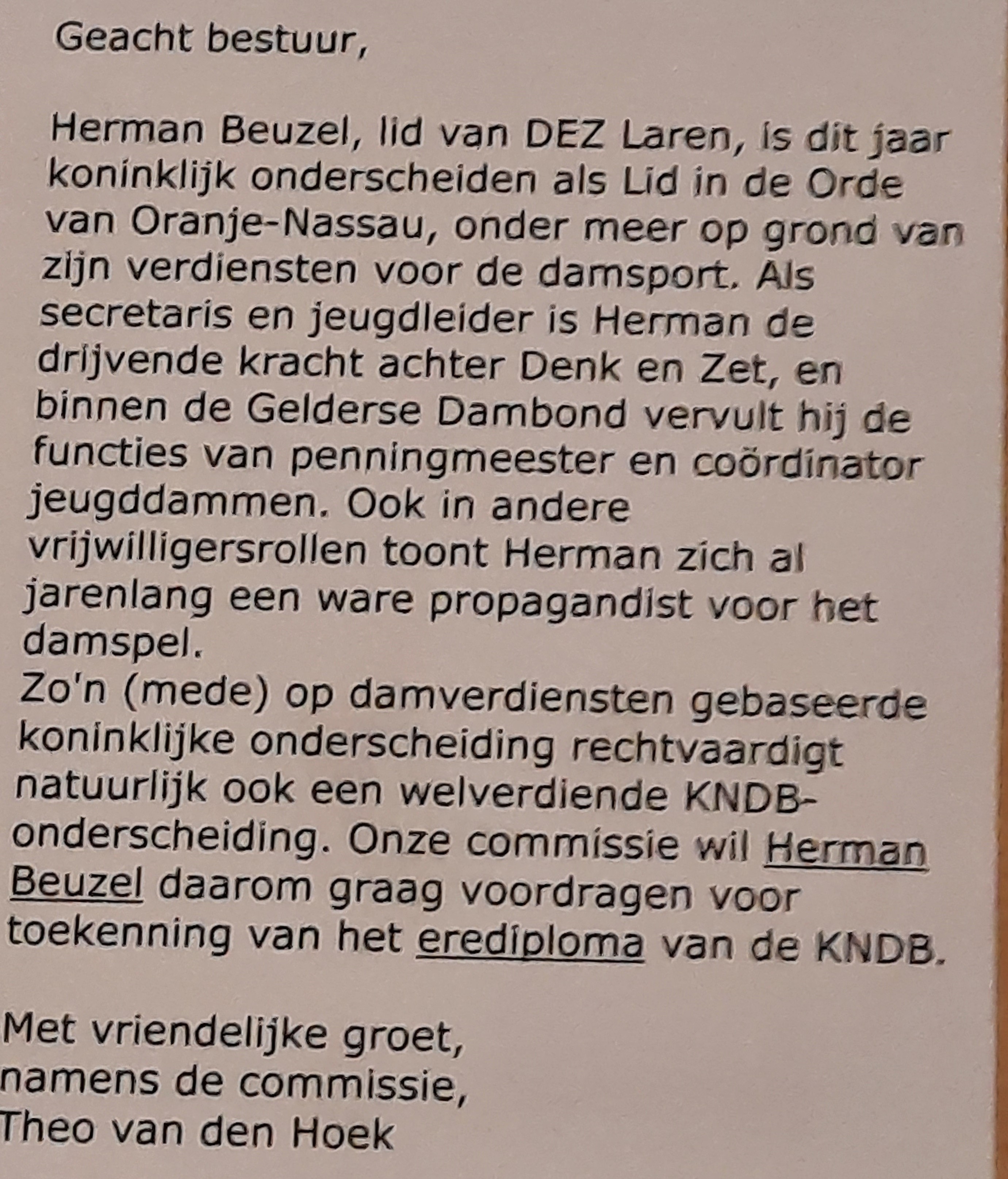 Tekst erediploma Herman